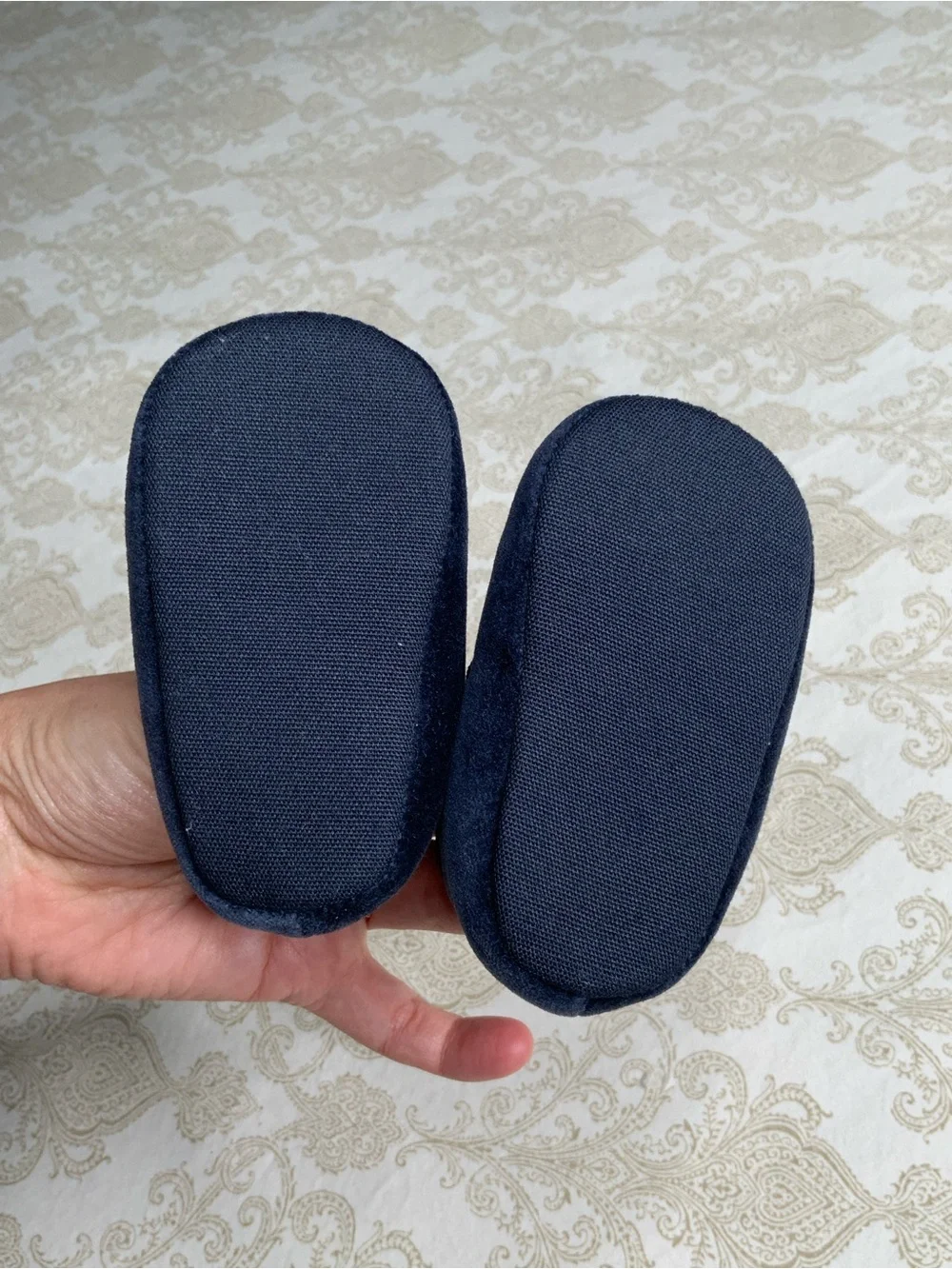 Janie and Jack Navy Blue Velvet Baby Loafers 0-3 Months Like New